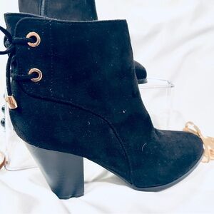 Forever 21 Black Ankle Booties with Gold Accents